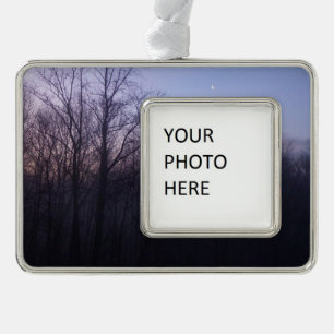 Winter Moon Morning Landscape Foto Verzilverd Kader Ornament