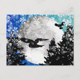 Winter Moon Owls Briefkaart Magische nacht
