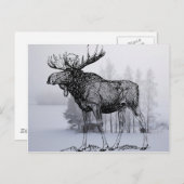 Winter Moose Briefkaart (Voorkant / Achterkant)