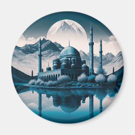 Winter Mosque Masjid Lake Theme Fridge Magnet Magneet