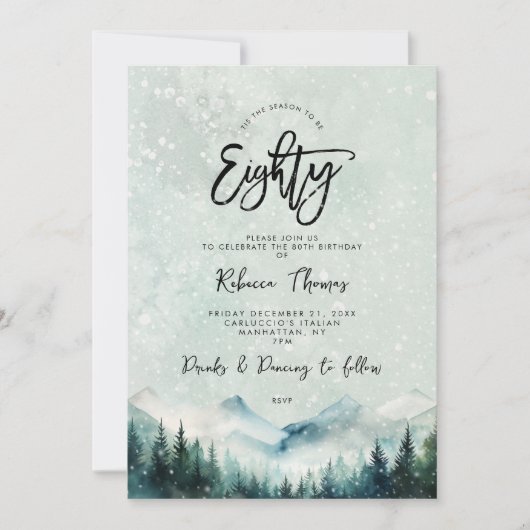 Winter Mountain 80e verjaardag uitnodiging (Voorkant)