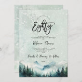 Winter Mountain 80e verjaardag uitnodiging (Voorkant / Achterkant)