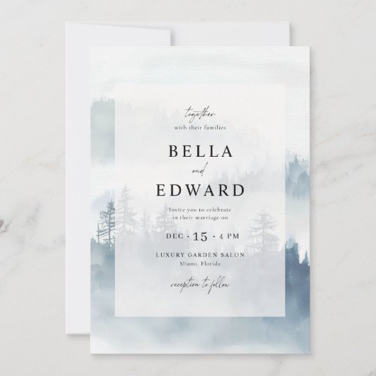 Winter Mountain bruiloft Kaart (Voorkant)