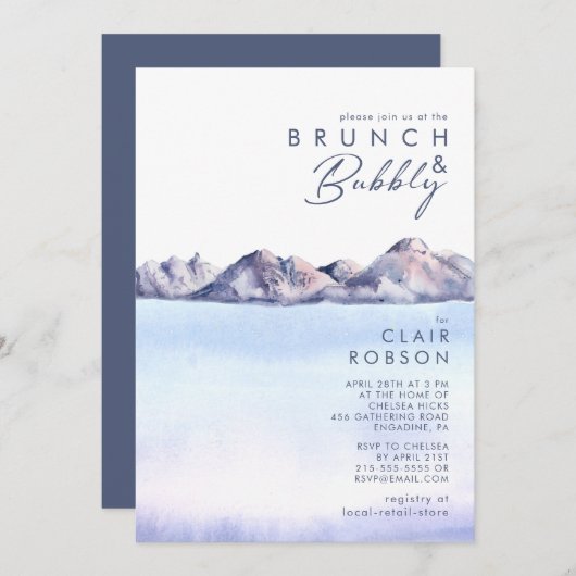 Winter Mountain Brunch et Bubbly Invitation (Devant / Derrière)
