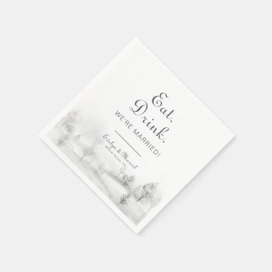 Winter Mountain Eat Drink We zijn getrouwd bruilof Servet (Hoek)