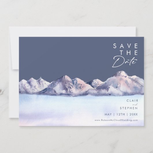 Winter Mountain Evening Horizontal Save the Date (Voorkant)