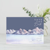 Winter Mountain Evening Horizontal Save the Date (Staand voorkant)