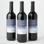 Winter Mountain Evening Weddenschap Wine Label Wijn Etiket (Flessen)
