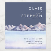 Winter Mountain Evening Weddenschap Wine Label Wijn Etiket (Enkel label)