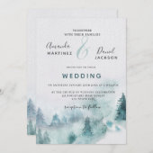 Winter Mountain Forest Rustic Wedding Invitation Kaart (Voorkant / Achterkant)