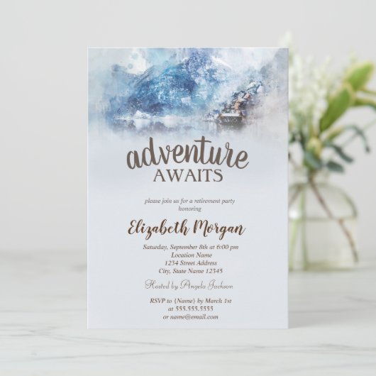 Winter Mountain Lake Pensioen Party Kaart (Staand voorkant)