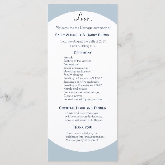 Winter Mountain Pines Trouwprogramma Licht Programma (Achterkant)