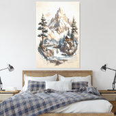 Winter Mountain Retreat Canvas Afdruk (Insitu (Slaapkamer))