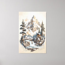 Winter Mountain Retreat Canvas Afdruk