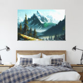 Winter Mountain Scene Canvas Afdruk (Insitu (Slaapkamer))