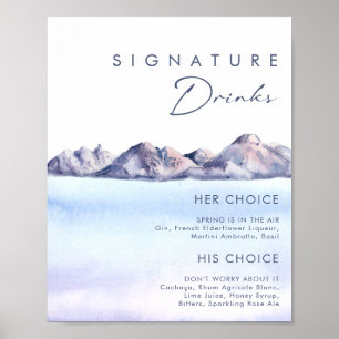 Winter Mountain Signature Drinks Sign Poster