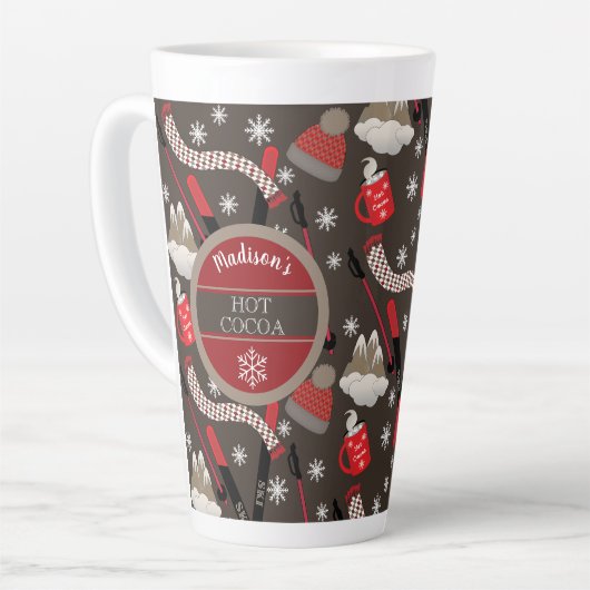 WInter Mountain Ski Holiday Snowflake Hot Cocoa La Latte Mok (Linkerhoek)