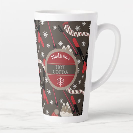 WInter Mountain Ski Holiday Snowflake Hot Cocoa La Latte Mok (Rechts)