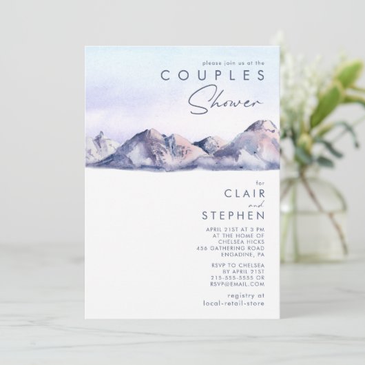 Winter Mountain Sunset Couples Show Invitation (Debout devant)