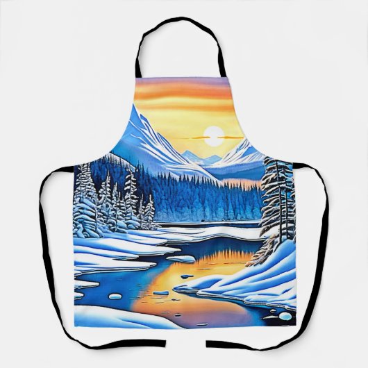 Winter Mountain Sunset Glow Schort (Voorkant)