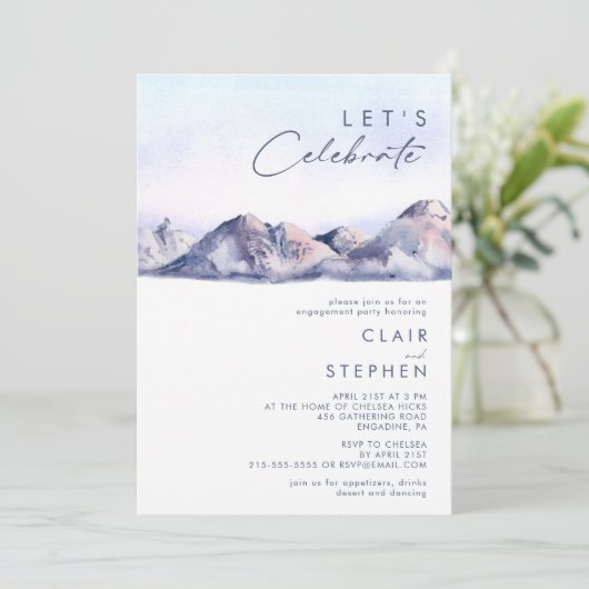 Winter Mountain Sunset Laten we de uitnodiging vie (Staand voorkant)