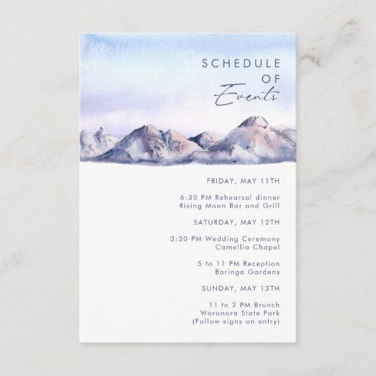 Winter Mountain Sunset Programma van evenementen (Voorkant)