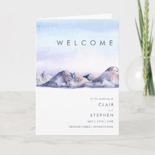 Winter Mountain Sunset Programme de mariage plié