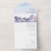 Winter Mountain Sunset Seal and Send All In One Uitnodiging (Binnen)