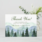 Winter Mountain Tree Scene Mariage Merci Cartes (Debout devant)