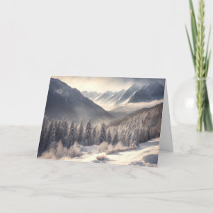 Winter Mountain Valley voor Kerstmis Feestdagen Kaart