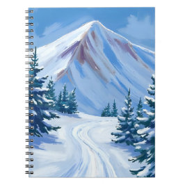 Winter Mountain Watercolor Snow Nature Landscape Notitieboek