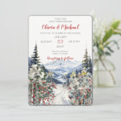 Winter Mountain Wedding Kaart (Staand voorkant)