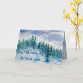 Winter Mountains Snow-kerstkaart Kaart (Gele Bloem)