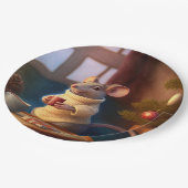 Winter Muis met kop Papieren Bordje (Gekanteld)