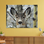 Winter Mule Deer Close-up Canvas Afdruk (Insitu (Woonkamer))