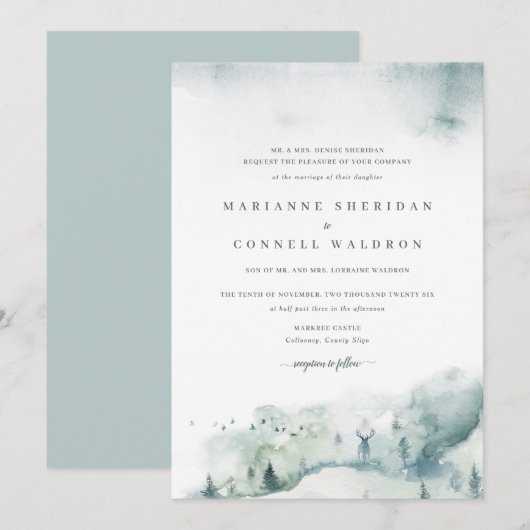 Winter Mystère I Formal Wedding Invitation Kaart (Voorkant / Achterkant)