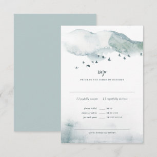 Winter Mysterie Bruiloft RSVP+MAALTijd Reactie Kaart
