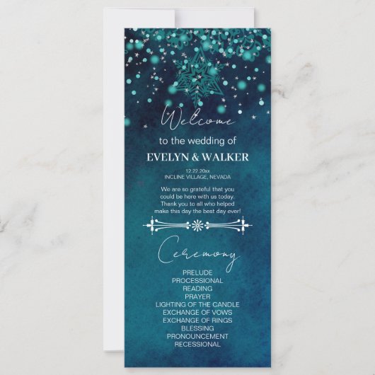 Winter nacht bruiloft programma (Voorkant)