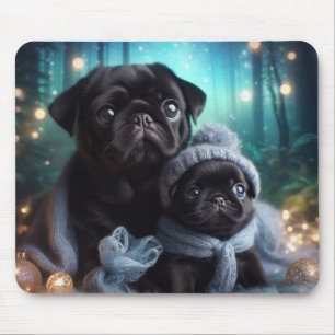 Winter nacht Pug Mousepad Muismat