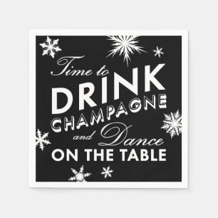 Winter Napkin Tijd voor Drink Champagne Servet