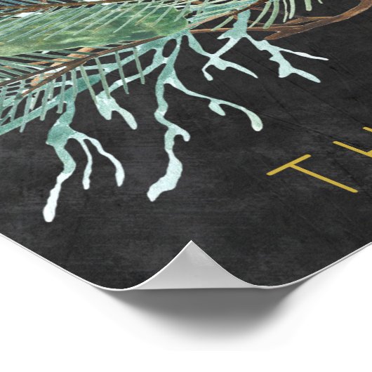 Winter natuur goudscriptkaarten en trouwbord poster (Hoek)