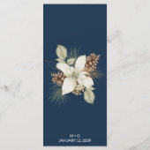Winter Navy Blue Elegant Script Mariage Menu (Dos)