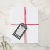 Winter Navy, Rood, Groen Plaid Holiday Gift Label Cadeaulabel (Met Touw)