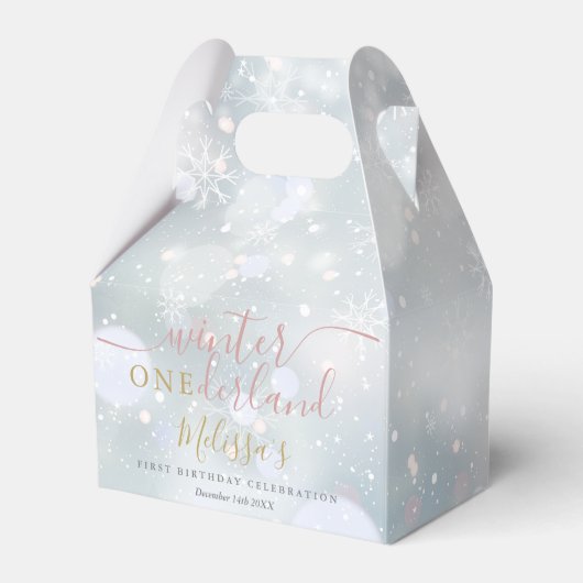 Winter nederland 1e verjaardag roze en goud bedankdoosjes (Achterkant)