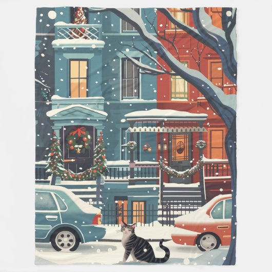 Winter New York city retro Fleece Deken (Voorkant)