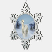 Winter Night Alpaca Pewter Snowflake Ornament (Rechts)