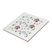 Winter Night Deer Forest Cabin Pattern II Tegeltje (Zijkant)