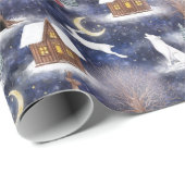 Winter Night Forest Animals Natuur Kerst Cadeaupapier (Rol Hoek)