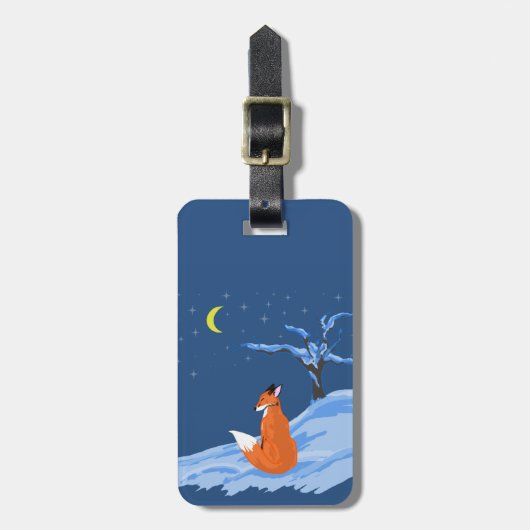 Winter Night Fox Bagagelabel (Voorkant verticaal)
