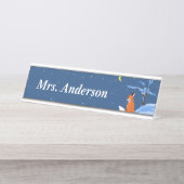 Winter Night Fox Bureau Naambordje (Voorkant)